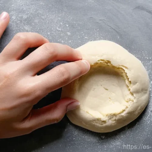 홈베이킹 반죽 숙성 시간 - ** A pair of hands (gender-neutral, wearing a simple wedding band or no jewelry) delicately performi...