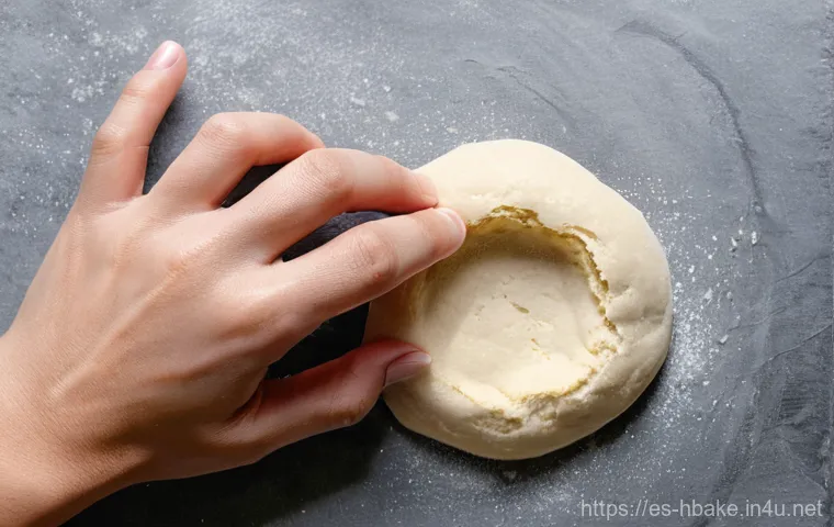 홈베이킹 반죽 숙성 시간 - ** A pair of hands (gender-neutral, wearing a simple wedding band or no jewelry) delicately performi...